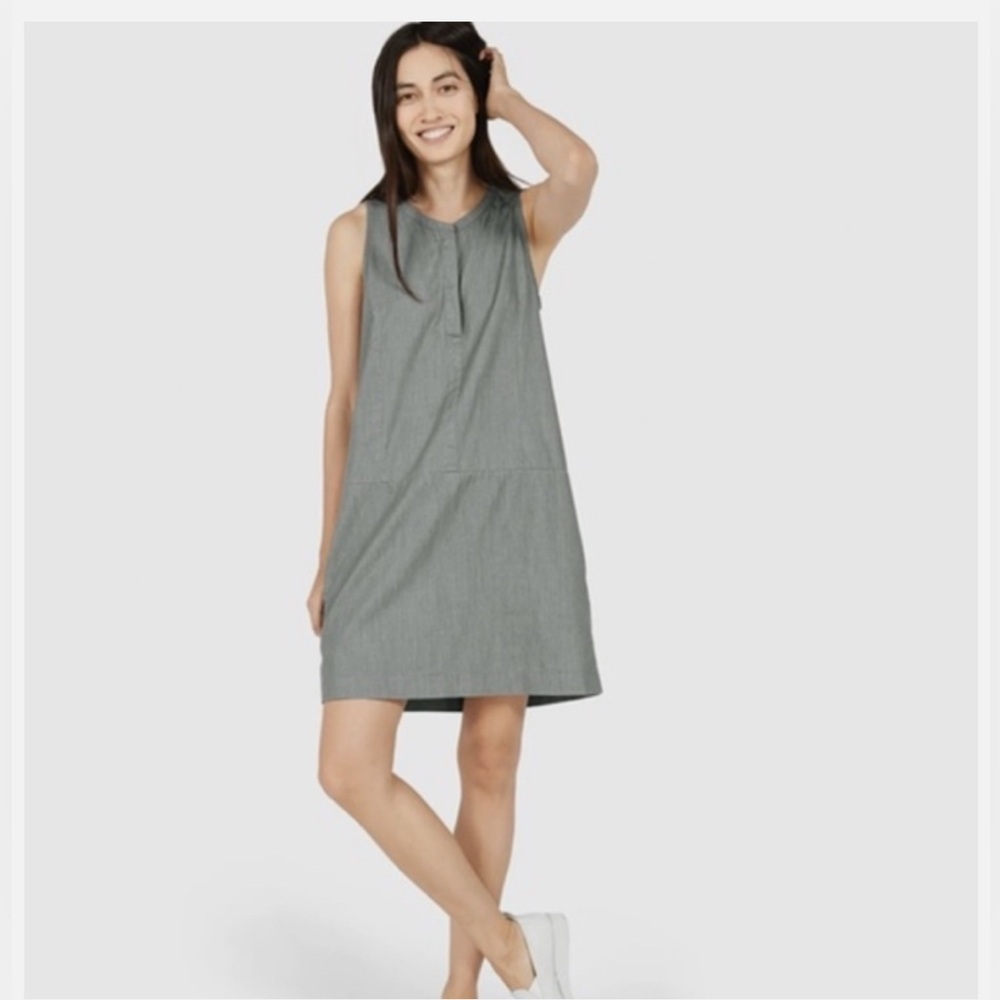 Everlane The Sleeveless Grey Denim Dress